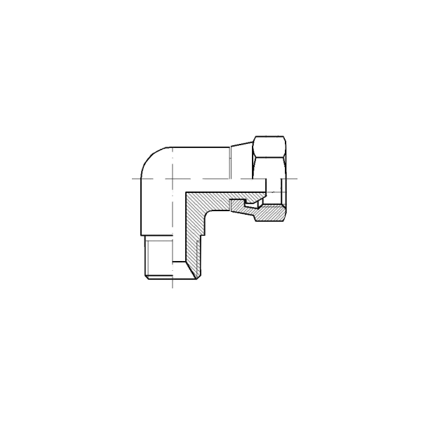 1/4" - 1/4" - Ansats 90 (han-hun) - Rustfri