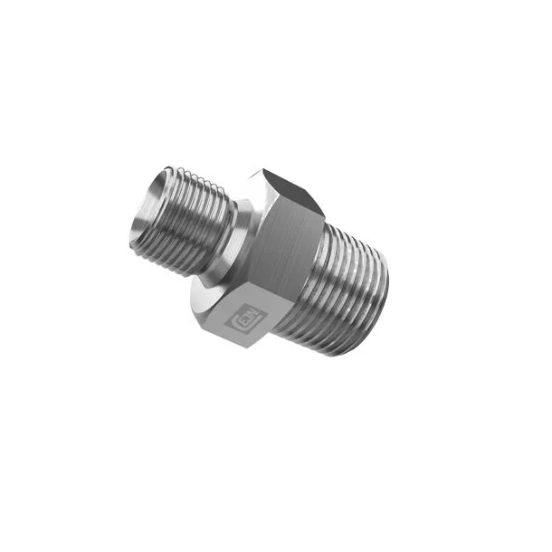 1/4" BSP � 3/8" NPT - Male � Hex Nipple � Reducing Adapter � 700 bar