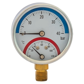 Manometer med temperaturmler 0-16 bar