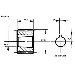 Spline Gr.2 28x25 z15, 3,2 mm. kile