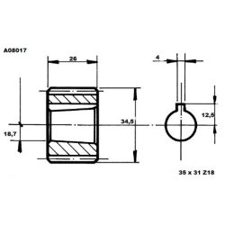 Spline Gr.2 35x31 z18, 4 mm. kile