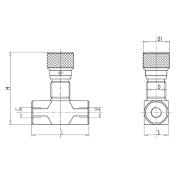 Durchflussregelventil 1/2" - Einstellbar - Beidseitig
