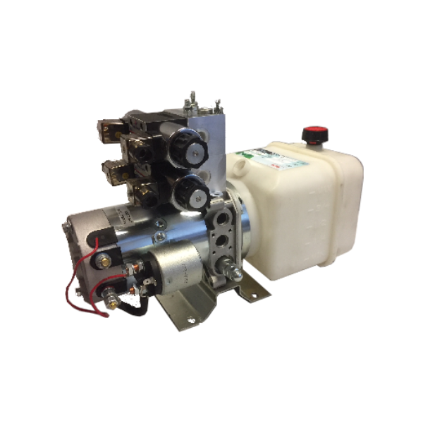 Hydraulikaggregat, Hydraulikpumpe, Kompaktaggregat für doppeltwirkende Zylinder, 2000W (Tank 4 Liter 12V